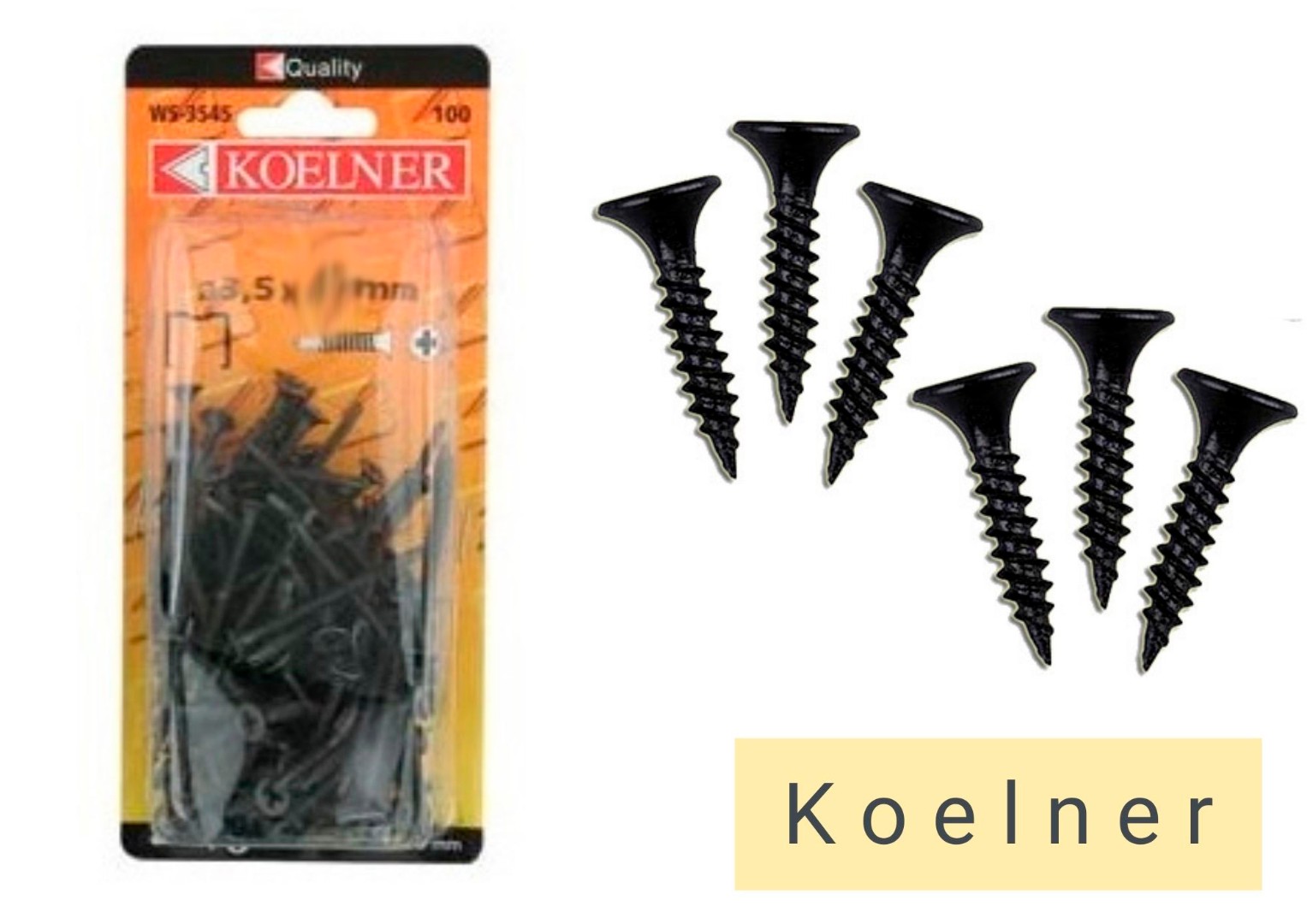 Саморезы по металлу Koelner FS 3,5х25 чёрные 200шт